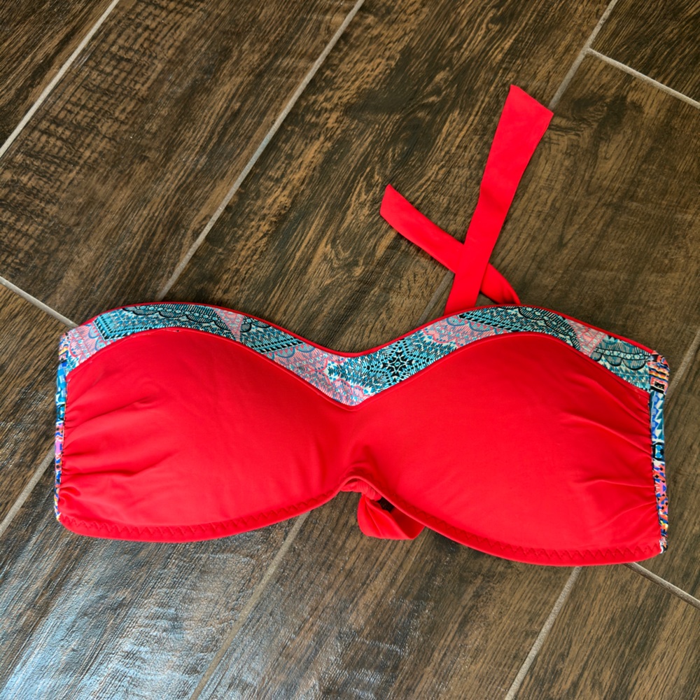 Red Carter bandeau bikini top, size L